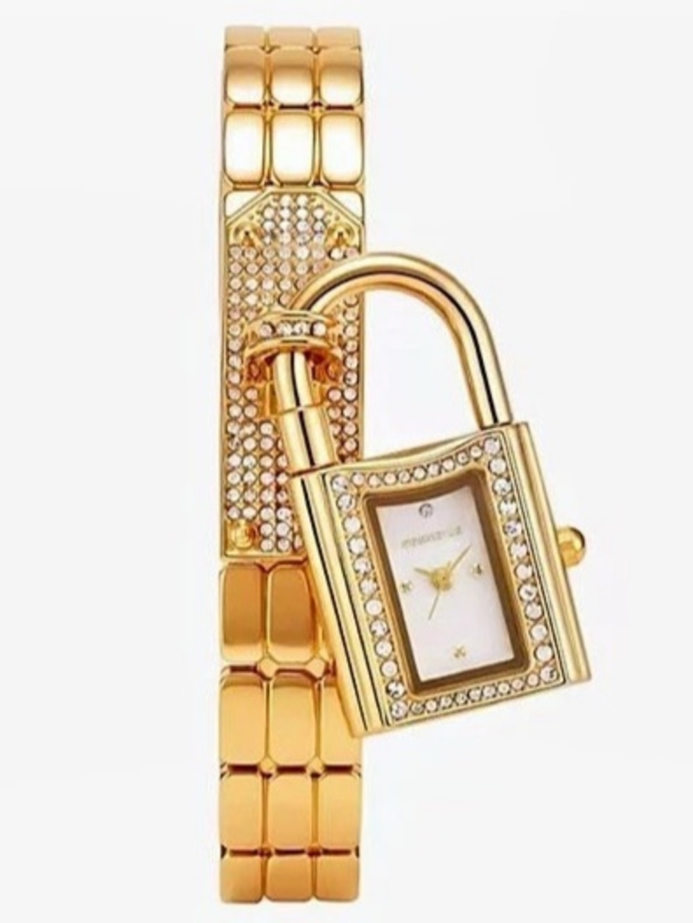 Michael Kors Mini Lock Pavé Gold-Tone Chain Watch